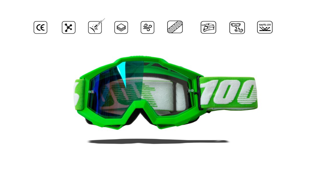 Очки мотокросс 100% green frame в интернет Магазине Аллигатор Красноярск