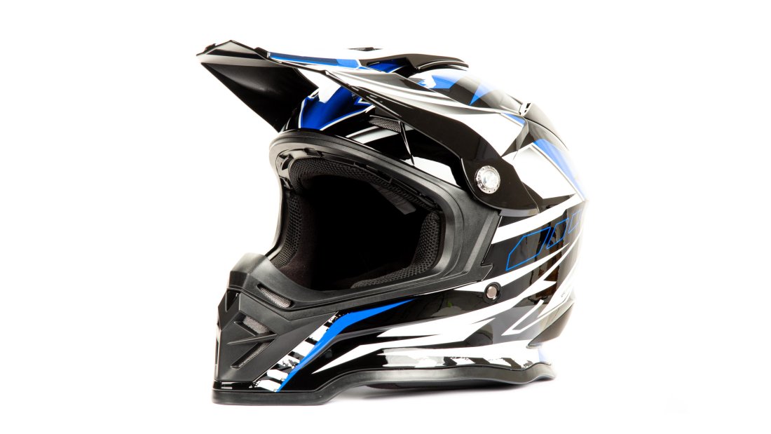 Шлем мото кроссовый HIZER B6197 black/blue/white в интернет Магазине Аллигатор Красноярск