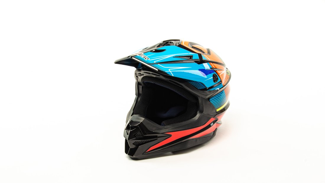 Шлем мото кроссовый HIZER J6803 BLACK/BLUE в интернет Магазине Аллигатор Красноярск