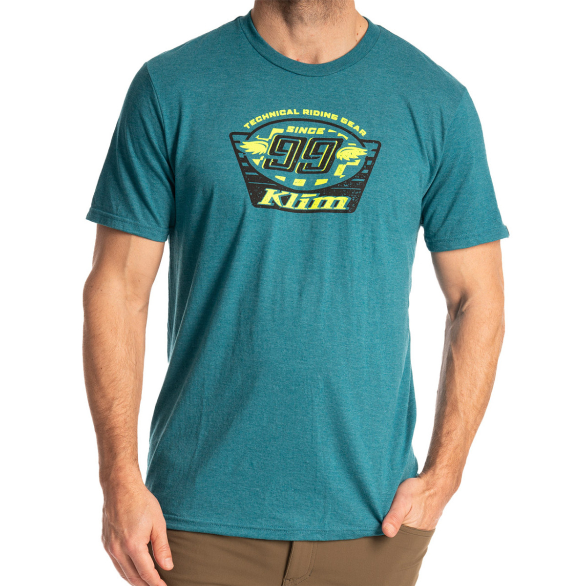 Футболка Klim Pioneer 99 Tri-blend Heathered Teal - Hi-Vis 2051-000-130-568 в интернет Магазине Аллигатор Красноярск